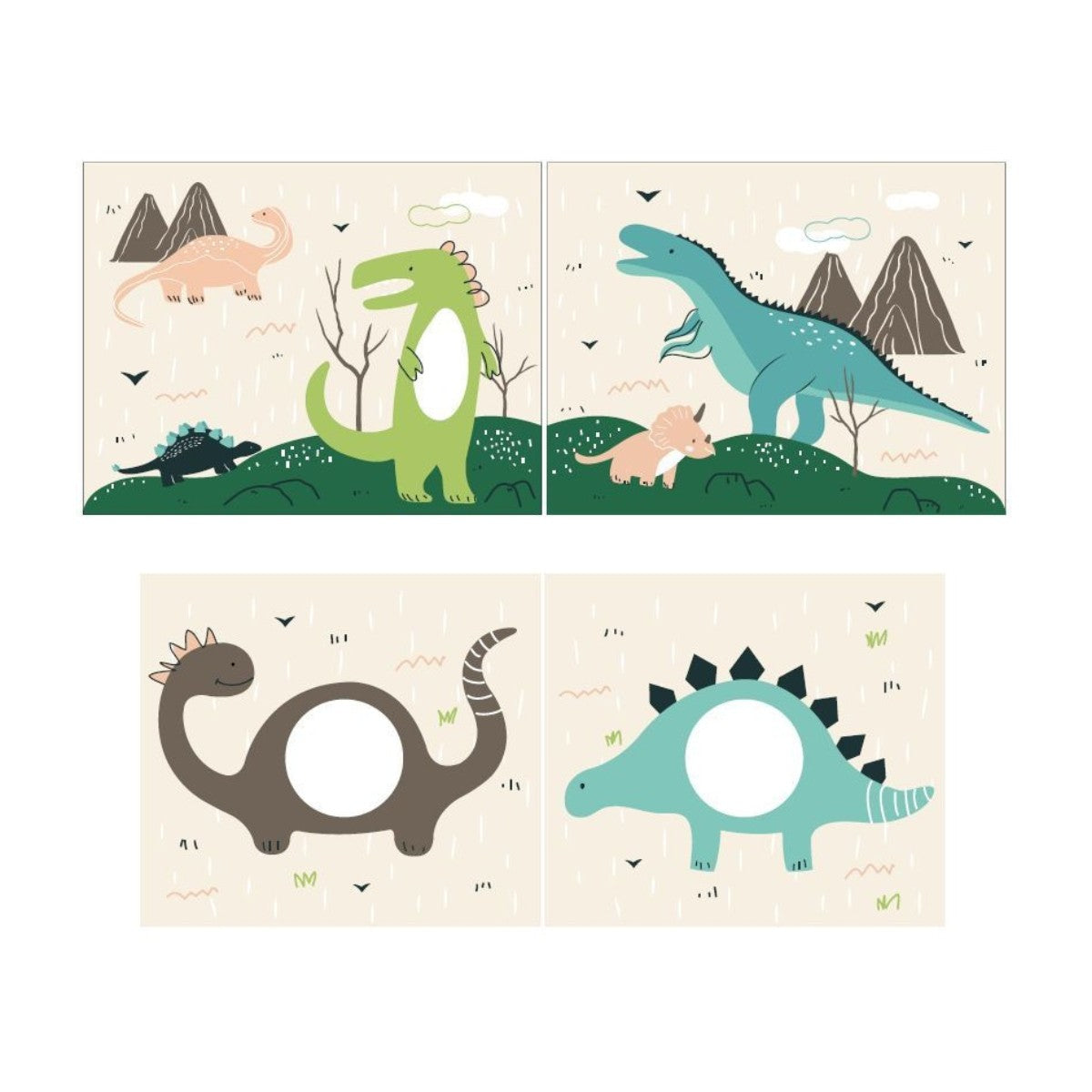 VIPACK SEDA natural wood mid sleeper with dinosaur themed play curtain